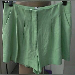 NWT LUX Veronica Beard Mint Green High-Waist Pleated Shorts IMPORTED MATL. SZ. 6